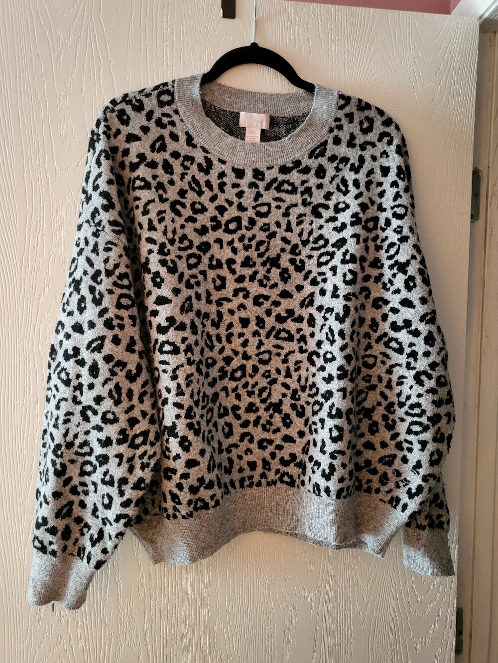 PINK Grey Leopard Print Sweater